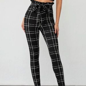 SHEIN black and white paper bag pants, size small